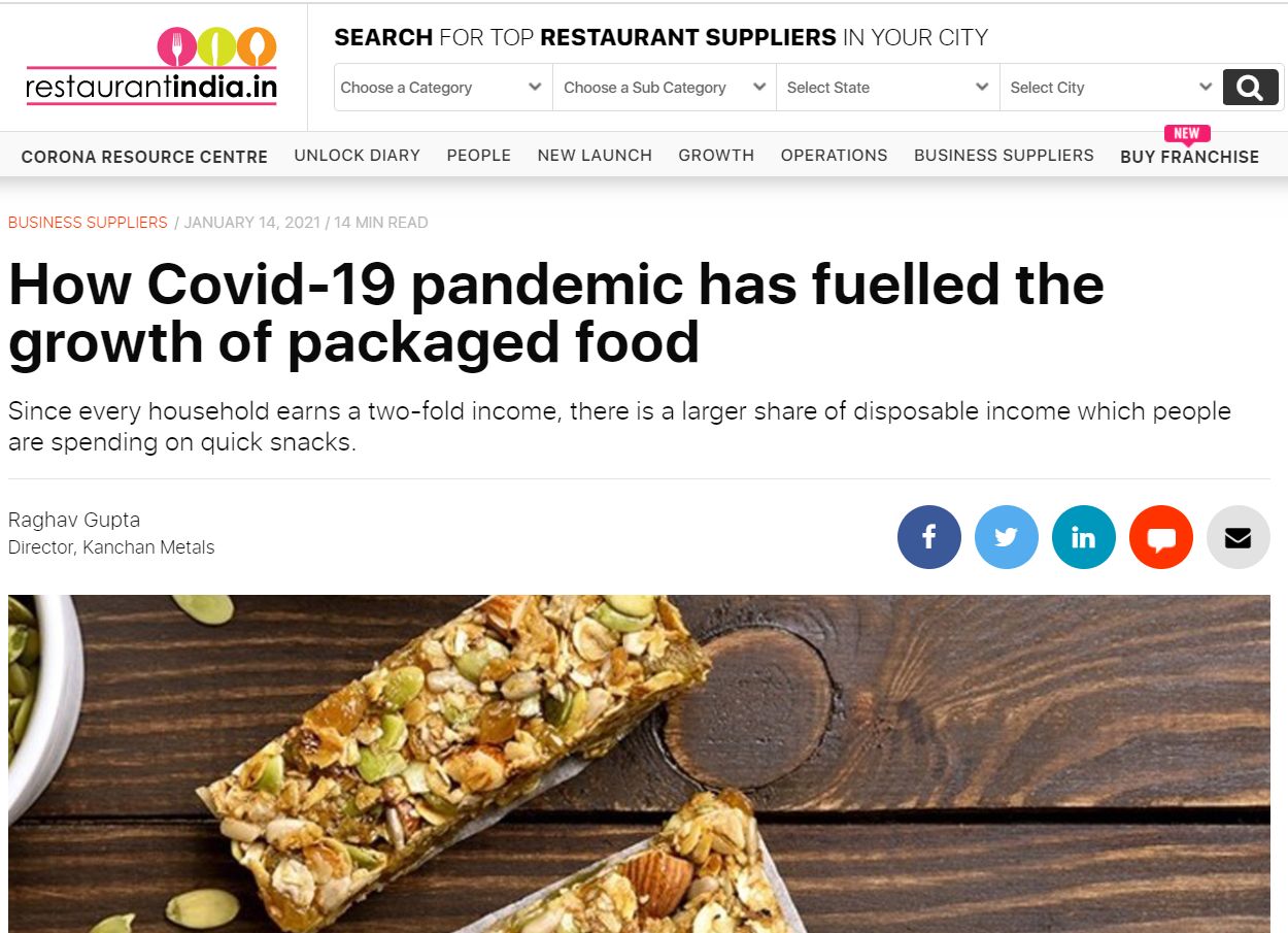 How Covid-19 pandemic has fuelled the growth of packaged food?